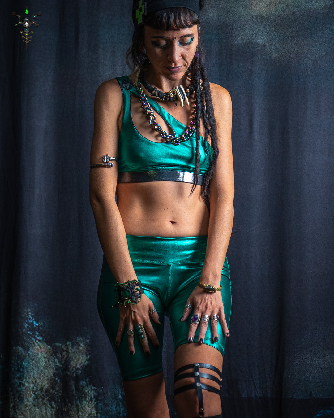 Woman Combo Crop Drop / Metalic Licra - GREEN